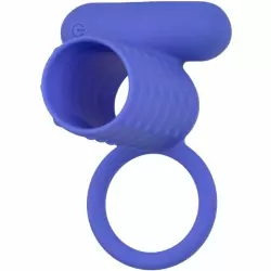 Ребристое виброкольцо-насадка Silicone Rechargeable Endless Desires Enhancer, 10,25 см, силикон, синий 