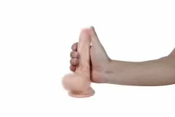 Реалистичный фаллоимитатор REAL с мошонкой на присоске и трусиками для страпона, PVC, 13x3,5 см.