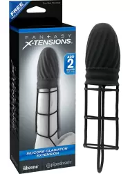 Насадка удлинитель Silicone Gladiator Extension с кольцом на мошонку – черная	