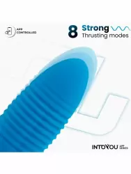 Интерактивное виброяйцо LoveCherry Thrusting Egg, 20,5 см, 8 режимов, с поступательными движениями, силикон, синий