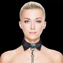 Ошейник из пвх с поводком на цепиExclusive Collar & Leash - Black