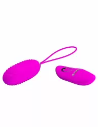 Ребристое виброяйцо PrettyLove Joanne, с пультом Д/У, 7,2 см, 12 режимов, фиолетовый 