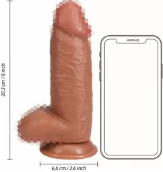 Реалистичный фаллоимитатор Shots Toys Extra Thick Straight with Balls с мошонкой, на присоске, с набухшими венами, 20,3 см х 6,6 см, ПВХ