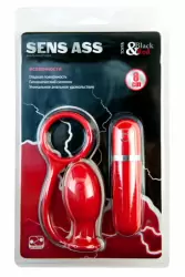 Анальная втулка с вибропулей и эрекционным кольцом TOYFA Black&Red – красный