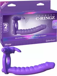 Эрекционное кольцо Double Penetrator Rabbit для двойного проникновения – фиолетовый