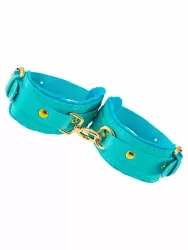 Миниатюрные наручники-оковы Pecado BDSM «МИНИ», двуслойные, натуральная кожа, голубые