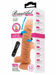 Реалистичный фаллоимитатор Baile, 18,5 см, с ротацией, с функцией фрикций, ТПР, с проводным пультом, телесный