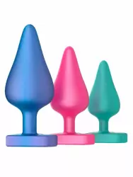 Набор анальных пробок Romp Luster, с ограничителем, 3 цвета, 3 размера