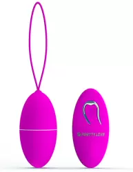 Гладкое виброяйцо PrettyLove Joanne, с пультом Д/У, 7,5 см, 12 режимов, фиолетовый