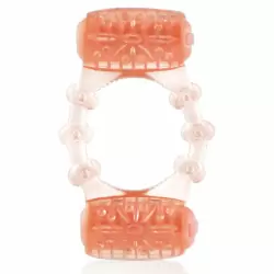 Эрекционное кольцо Screaming O - Quickie Two O с двойной стимуляцией – оранжевый