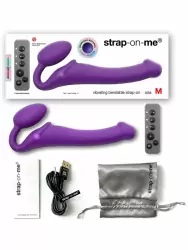 Анатомический страпон Strap-On-Me с 3 моторами, безремневой, размер XL, фиолетовый