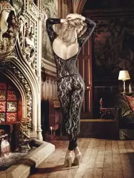 Кружевной чулок-комбинезон с длинными рукавами Baci Afterdark – One Size