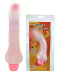 Вибратор-реалистик Bendable Vibarating Dong с мошонкой и гибким хребтом – телесный