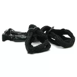 Веревка-фиксатор Rope Cuffs с имитацией наручников и наножников – черный