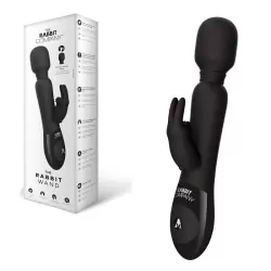 Перезаряжаемый вибромассажер кролик The Rabbit Wand со стимулятором клитора - черный