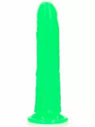 Реалистичный фаллоимитатор Glow In The Dark Dildo Realrock, люминисцентный, 20 см, зелёный