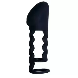 Насадка на пенис Black Velvets с кольцом под мошонку – черный