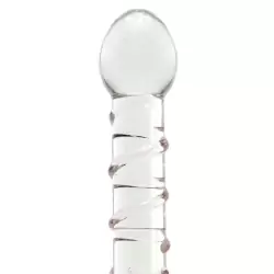 Двухголовый фаллос Spiral Staircase с розовой спиралькой – прозрачный