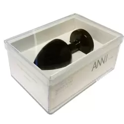 Анальная пробка Anni Clover T2 с зеленым кристаллом в виде клевера – черный