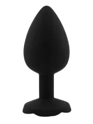 Силиконовая анальная пробка Kanikule Black Rose с ограничителем в форме розочки, 10 см х 4,5 см, чёрный, Large