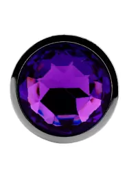 Маленькая алюминиевая анальная пробка Kanikule Small с кристаллом – серебристый с фиолетовым