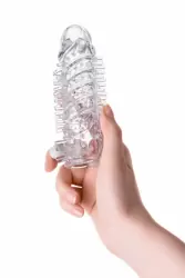 Увеличивающая насадка на пенис TOYFA A-Toys с вибрацией – прозрачный