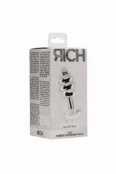 Ребристая серебряная анальная пробка с бриллиантовым кристаллом - 3,5 см.