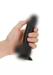 Реалистичный фалоимитатор Curved Realistic Dildo Balls Suction Cup, 15,5 см, ПВХ, черный