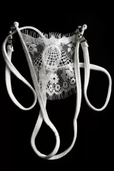 Белые кружевные трусики ручной работы Dolce Piccante Сiglia с доступом - M