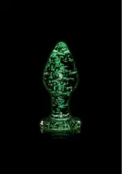 Анальная пробка Glass Butt Plug - Glow in the Dark - Large - Clear