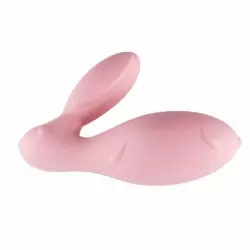 Многофункциональный вибратор в форме зайчика Eris - розовый: 10 режимов вибрации, медицинский силикон