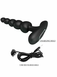 Гибкий анальный вибростимулятор Baile Corban, 5 бусин, 12 режимов, 12 см