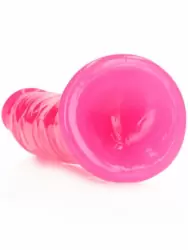 Реалистичный фаллоимитатор Slim Realistic Dildo With Suction Cup, люминисцентный, 22 см, розовый