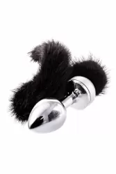 Маленькая анальная пробка с хвостом TOYFA Metal – чёрный