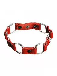 Кожаный ошейник с кольцами Sitabella – красный