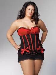 Страстный черный корсет с красным лифом Queen Coquette – XL