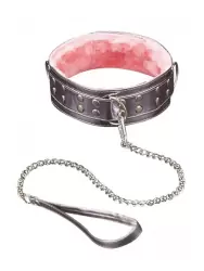 Ошейник на поводке Sitabella с мехом – серебристый