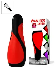 Многофункциональный мастурбатор в тубе Oral Sex Lover с вибрацией – черный с белым
