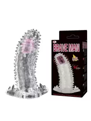Насадка Brave Man со стимуляцией внешней околовагинальной зоны и вибрацией – прозрачный