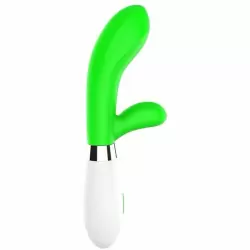 Изогнутый вибратор-кролик Achilles, 21 см, 10 режимов, зеленый