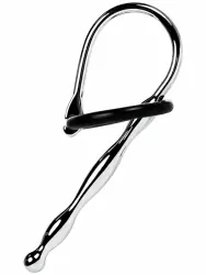 Уретральный плаг-косичка TOYFA Metal с мягким фиксирующим кольцом – серебристый