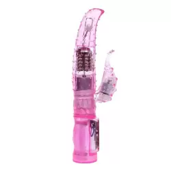 Вибромассажер-ротатор Queen Love со стимулятором клитора – розовый