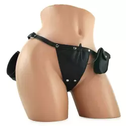 Комплект из наручников и трусиков Bondage Panty & Cuffs для электростимуляции – черный