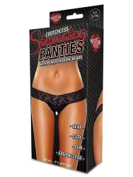 Трусики-тонг с жемчужной нитью – черный, S/M