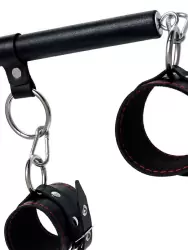 Комплект бондажный Pecado BDSM, 4 точки фиксации, распорка, наручники, оковы, натуральная кожа, черный