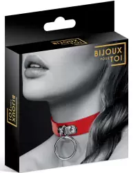 Элегантный чокер Concorde COLLIER FETISH ROUGE, с металлическим кольцом, 41 см, черный