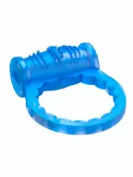 Набор: Виброкольцо Luxe Vibro Райская птица диаметр 3,3 см, синий + презерватив 1 шт.