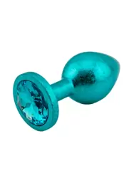 Голубая алюминиевая анальная пробка с кристаллом Medium