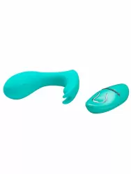 Носимый вибратор Pretty Love Idabelle, 10,1 см, 12 режимов, с пультом Д/У, силикон, бирюзовый