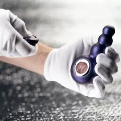 Анальная вибропробка EDC Outer Space в виде елочки, 3 шарика, с кольцом-держателем, 13,25 см, силикон